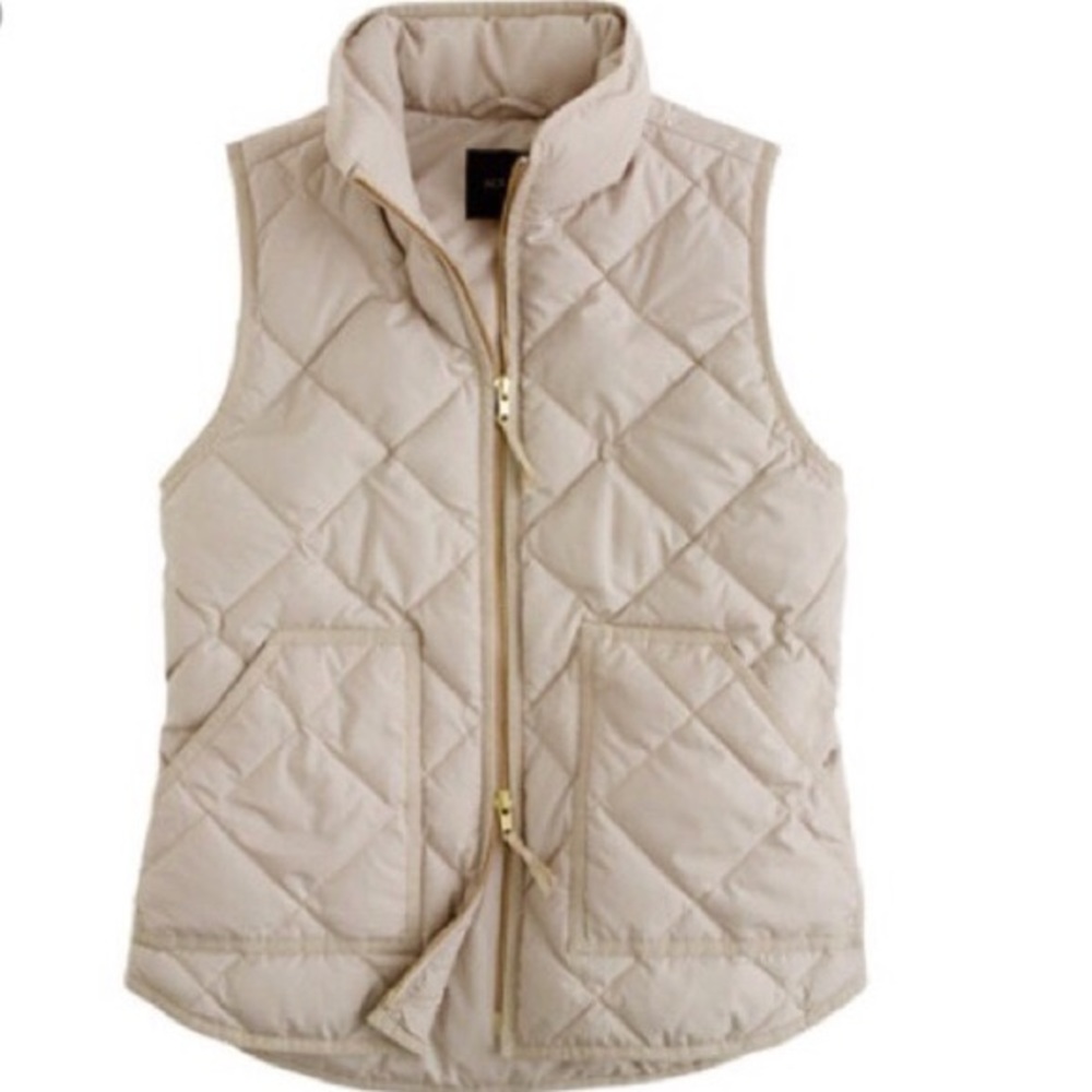 J. Crew Tan Quilted Down Vest Diamond Puffer Size XS